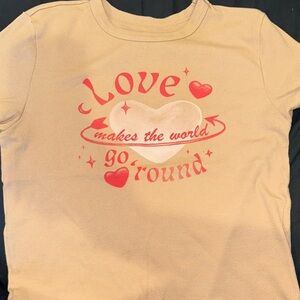Beige Graphic Tee - "Love Makes the World Go 'Round"